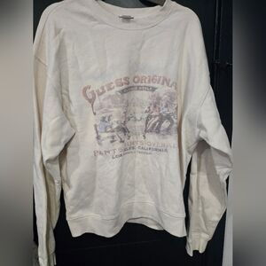Guess Classic Style Cream Men's Crewneck Sweater Medium Unisex